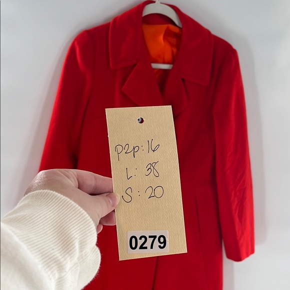 Vintage red wool coat - Size Small - Picture 4 of 5